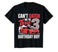 Kids Can’t Catch Me I'm Three - Car Racing 3rd Birthday Boy T-Shirt