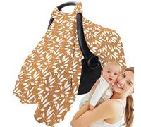 Kids Car Seat Cover - Summer Stroller Sunshade Canopy | Plain Weave Cotton Baby Stroller, Breathable Child Carrier, Muslin Cotton Car Seat Cover for Girl Boy, Dinosaur And Flower Design Dad