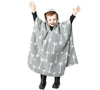 Kids Car Seat Poncho with Grey Arrows, Reversible Warm Blanket, Safe Use Over Seat Belts, Winter