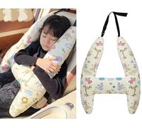 Kids Car Seat Travel Pillow Rest Soft Headrest Pillow Car Seat Belt Cushion Universal Head Neck Support Pillows Safety Strap Covers Airplane Train Pushchair Stroller Pillows for Adults Children