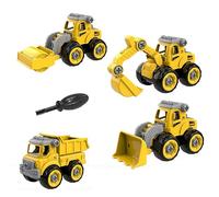 Kids Car Toys for Boys Girls Birthday, Take Apart Construction Truck Playset 4Packs (Construction)