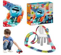 Kids Car Track - Flexible Racing Set, LED Light Toy, Electric Assembly Kit, Educational Fun Activity for Children, Girls, Students, Birthday Playroom, Classroom, Learning
