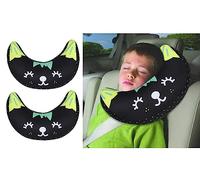 Kids Car Travel Pillow Car Seat Belt Cushion Head Neck Support Pillow Safety Strap Covers Children Headrest for Car Travelling Sleeping Pillow (2PCS Black)