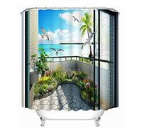 Kids Care Pro 3D Waterproof Shower Curtain Bathroom Shower Curtain The Balcony Beautiful Scene 3 Size Can Be Available, 200*180cm