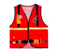Kids Career Community Helper Dress Up Vest Costumes Police Firefighter Postman Vest Cosplay Outfit for Career Day Halloween Party (Firefighter Color 1)