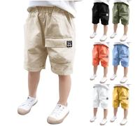 Kids Cargo Shorts Elasticated Waist Pants 4-15 Years, Boys Lightweight Summer Short with Multi Pockets, Loose Fit Baggy Trousers for Teenage Boy Comfy Stretchy Casual Athletic Beach Pants Clearance