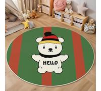 Kids Carpet Rug White Teddy Bear Round 160cm -Play Learn and Have Fun Safely - Kids Baby ChildrenCartoon style Mat for Bedroom Room Game Safe Area