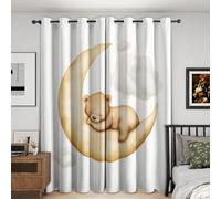 Kids Cartoon Bear Curtains Blackout, 46x54 Inch 2 Panels - Nursery Moon Pattern Black Out Curtains, Home Decor, 54 Drop Eyelet Window Drapes for Bedroom, Living Room DH136