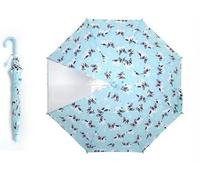 Kids Cartoon Bulldog Pattern Umbrella, Light Blue, Transparent, Manual Open, 8 Panel Design