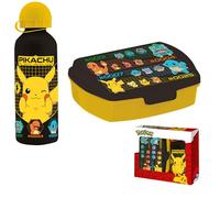 Kids Cartoon Character Lunch Box with Aluminium Sports Water Bottle, Plastic Snack Box Pokemon for School, Nursery, Travel, Picnic & Camping - Back to School Gift for Boys & Girls