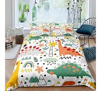 Kids Cartoon Dinosaur Duvet Cover Dino Botanical Bedding Set for Kids Boys Girls Children Jungle Animals Comforter Cover Ultra Soft Nature Bedding & Linen 3Pcs King Size,Zipper