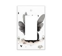 Kids Cartoon Fun Moth Decorative Switch Cover 1 Gang Single Rocker, Cute Funny Insect Switchcover Wall Plate, Anime Weird Electrical Faceplate for Bedroom Living Room Decor