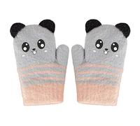 Kids Cartoon Panda Lovely Gloves Baby Toddler Knitted Fleece Padded Thermal Knitting Wool Gloves with Cute Panda Ears for Children Girls Boys Age 1 2 3 4 Years Old (Grey Panda)