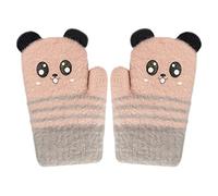 Kids Cartoon Panda Lovely Gloves Baby Toddler Knitted Fleece Padded Thermal Knitting Wool Gloves with Cute Panda Ears for Children Girls Boys Age 1 2 3 4 Years Old (Pink Panda)