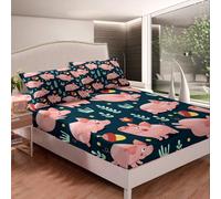 Kids Cartoon Pig Fitted Sheet Set - Multi 15 King