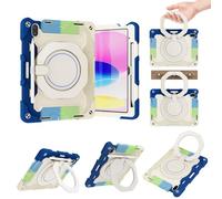 Kids Case Compatible with iPad 10th Generation 10.9 inch 2022 Release,360° Rotatable Handle Stand Case Three-in-one Shatter-Resistant Shell, Drop-Proof,Shoulder Strap zy (Rainbow Blue)