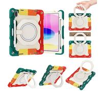 Kids Case Compatible with iPad 10th Generation 10.9 inch 2022 Release,360° Rotatable Handle Stand Case Three-in-one Shatter-Resistant Shell, Drop-Proof,Shoulder Strap zy (Rainbow RED)
