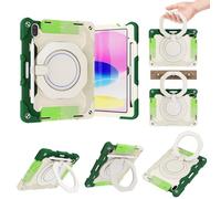 Kids Case Compatible with iPad 10th Generation 10.9 inch 2022 Release,360° Rotatable Handle Stand Case Three-in-one Shatter-Resistant Shell, Drop-Proof,Shoulder Strap zy (Rainbow Green)