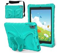 Kids Case Compatible with iPad 9.7 Inch 6th/5th Generation/Air 2/Air 1, Butterfly Design EVA Lightweight Friendly Shockproof Cute Protective Cover, with Stand + Shoulder Strap,Mint Green