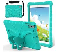 Kids Case Compatible with iPad 9th/8th/7th Generation 2021/2020/2019 10.2 Inch, Butterfly Design EVA Lightweight Friendly Shockproof Cute Protective Cover, with Stand + Shoulder Strap,Mint Green