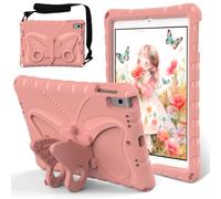 Kids Case Compatible with iPad 9th/8th/7th Generation 2021/2020/2019 10.2 Inch, Butterfly Design EVA Lightweight Friendly Shockproof Cute Protective Cover, with Stand + Shoulder Strap,Pink