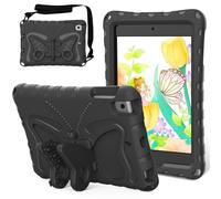 Kids Case Compatible with iPad mini 1/2/3/4/5 7.9", Butterfly Design EVA Lightweight Friendly Shockproof Cute Protective Cover, with Stand + Shoulder Strap,Black