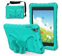 Kids Case Compatible with iPad mini 1/2/3/4/5 7.9", Butterfly Design EVA Lightweight Friendly Shockproof Cute Protective Cover, with Stand + Shoulder Strap,Mint Green