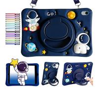 Kids Case Compatible with iPad Mini 7 A17 Pro 8.3" 2024, iPad Mini 6th Generation, Cute Astronaut Cover with Rotating Handle Stand, Shoulder Strap