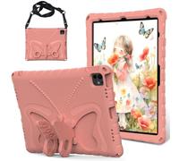 Kids Case Compatible with iPad Pro 12.9 inch 2022/2021/2020/2018 6th/5th/4th/3rd Generation, Lightweight Shockproof Case EVA Foam Cover with Shoulder Strap & Stand Cover for Boys Girls(Pink)