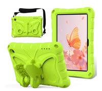 Kids Case Compatible with Kindle Fire HD 7 (2022), Butterfly Design EVA Lightweight Friendly Shockproof Cute Protective Cover, with Stand + Shoulder Strap,Green