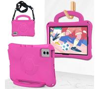 Kids Case Compatible with Samsung Galaxy Tab S10 FE 10.9" SM-X520 2025 Light Weight EVA Full Protect Shockproof Handle Stand Cover Case with Shoulder Strap,Rose Red