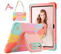 Kids Case for Galaxy Tab A11+ Plus/A9 Plus 11 inch with Rotating Grip Magic Stand,Keychain/Shoulder Strap,Upgraded Military Cover for Samsung Galaxy A11+/A9+ Case (Colourful)