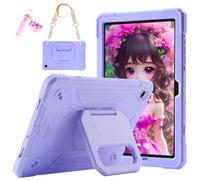 Kids Case for Galaxy Tab A11+ Plus/A9 Plus 11 inch with Rotating Grip Magic Stand,Keychain/Shoulder Strap,Upgraded Military Cover for Samsung Galaxy A11+/A9+ Case (Light Purple)