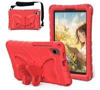 Kids Case for Honor Pad X7 8.7" 2025, Butterfly Design EVA Lightweight Friendly Shockproof Cute Protective Cover, with Stand + Shoulder Strap,Red
