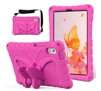 Kids Case for Huawei MediaPad T10 9.7"/T10S 10.1", Butterfly Design EVA Lightweight Friendly Shockproof Cute Protective Cover, with Stand + Shoulder Strap,Rose Red