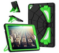 Kids Case for iPad (9.7-Inch, 2018/2017 Model, 6th/5th Generation), Pad Air 2 Skin, Pad Pro 9.7 Shell Kickstand Cover for Boys Girls Shockproof Hybrid Cover for iPad 9.7 Inch Black/Green