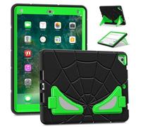 Kids Case for iPad 9.7-Inch, iPad Air 2 & Pro 9.7 Case with Kickstand, Shockproof Hybrid Cover for Boys & Girls - Black/Green