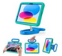 Kids Case for iPad (A16) 11th/10th Gen 10.9'' 2025/2022,Adjustable Portrait/Landscape Stand/Drop Proof with Handle,Child Friendly Case for iPad Air 11 (M3/M2) 2025/2024 (Greenblue)