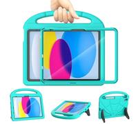 Kids Case for iPad A16 11th Generation 11 Inch 2025/iPad 10th Generation 10.9Inch 2022, Sanyetral Lightweight Shockproof Cover with Screen Protector/Pencil Holder/Handle/Stand for iPad 10th/11th -Cyan