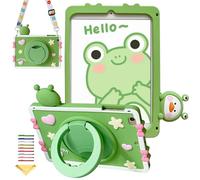 Kids Case for iPad iPad Mini 5 2019 & iPad Mini 4 2015 with 360° Rotating Handle Stand/Shoulder Strap, UUcovers Soft Silicone 3D Cartoon Cover for iPad Mini 5th/4th Generation 7.9",Green Frog Duck