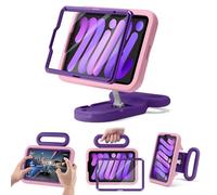 Kids Case for iPad mini 7 (A17 Pro) 2024 / iPad mini 6 2021, Adjustable Portrait/Landscape Stand, Drop Proof Handle Kickstand, Child Friendly with Screen Protector for iPad mini7th/6 8.3 inch(Pink)