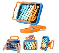 Kids Case for iPad mini 7 (A17 Pro) 2024 /iPad Mini6 2021,Adjustable Portrait/Landscape Stand//Drop Proof with Handle/Kickstand,Child Friendly Case for iPad mini 7th/6th Gen 8.3inch (Blueorange)