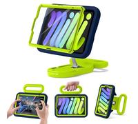 Kids Case for iPad mini 7 (A17 Pro) 2024 /iPad Mini6 2021,Adjustable Portrait/Landscape Stand//Drop Proof with Handle/Kickstand,Child Friendly Case for iPad mini 7th/6th Gen 8.3inch (Bluegreen)