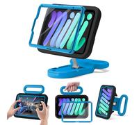 Kids Case for iPad mini 7 (A17 Pro) 2024 /iPad Mini6 2021,Adjustable Portrait/Landscape Stand//Drop Proof with Handle/Kickstand,Child Friendly Case for iPad mini 7th/6th Gen 8.3inch (BlackBlue)