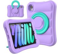 Kids Case for iPad Mini 7 (A17 Pro) 2024 / Mini 6th Gen 2021 8.3 inch - Lightweight Flexible Shockproof Rotating Stand Handle Rugged Cover for iPad Mini 7th 6 Generation Girls Boys, Purple