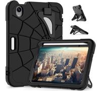 Kids Case for iPad mini (A17 Pro, 2024 Model, 7th Generation) / mini 6 (2021 Model, 6th Generation) 8.3-inch Kickstand Cover for Boys Girls Cartoon Shockproof Hybrid Thickned Cornor Case Black