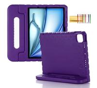 Kids Case for iPad Pro 11" M5 M4 & iPad Air 11" 2025/2024 Shockproof Case with Pencil Holder, Techcircle Rugged Handle Stand Lightweight EVA Foam Bumper Protective Child Drop Proof Cover, Purple