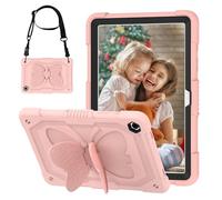 Kids Case for Samsung Galaxy Tab A11 2025/ Galaxy Tab A9 2023 8.7-inch Shockproof Sturdy Butterfly Wings Stand Cover with Shoulder Strap for Girls Pink