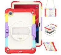 Kids Case for Samsung Galaxy Tab A11 2025/ Galaxy Tab A9 2023 8.7-inch with Built-in Screen Protector 360 Rotating Hand Strap/Shoulder Strap/Kickstand Shockproof Hybrid Cover Colorful Red