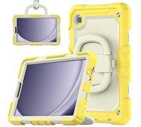 Kids Case for Samsung Galaxy Tab A11 2025/ Galaxy Tab A9 8.7-inch Tablet 360 Rotating Hand Strap/Kickstand/Hangable Case Heavy Duty Shockproof Hybrid Cover with Shoulder Strap Yellow